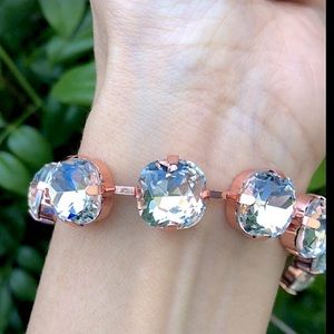 Rose Gold Cushion Cut Crystal Tennis Bracelet